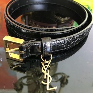 Saint Laurent Croc Embossed Belt